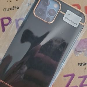 Black/ gold leather textured iPhone 12 pro case